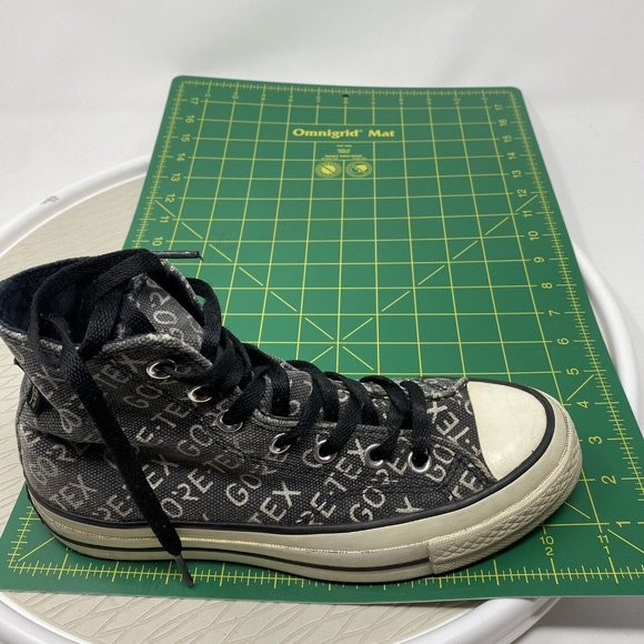Converse High Tops 7.5 Women Shoes Goretex Sneakers Black Waterproof Spell Out - Picture 12 of 12